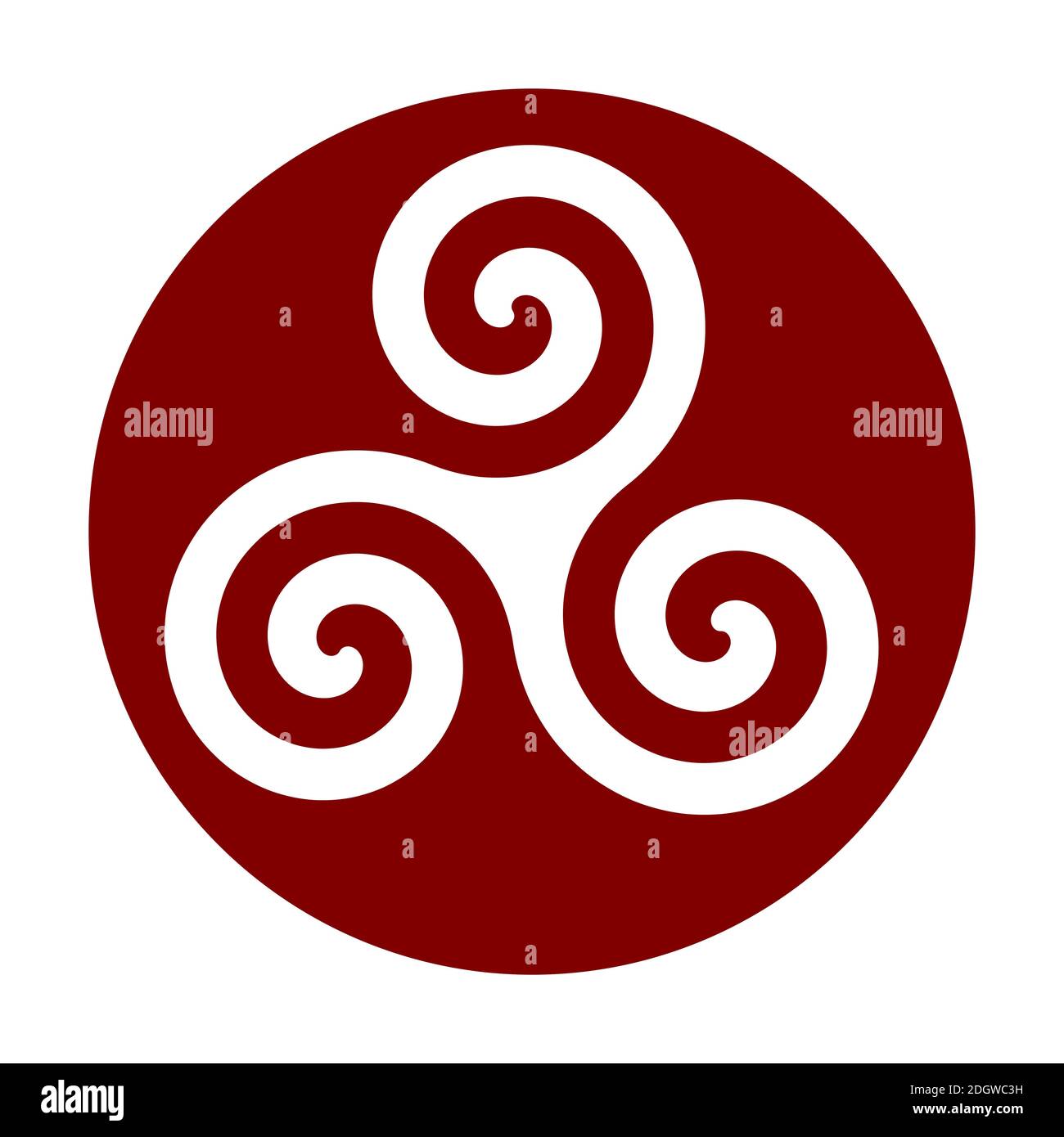 Triskelion symbol icon in a red circle Stock Photo