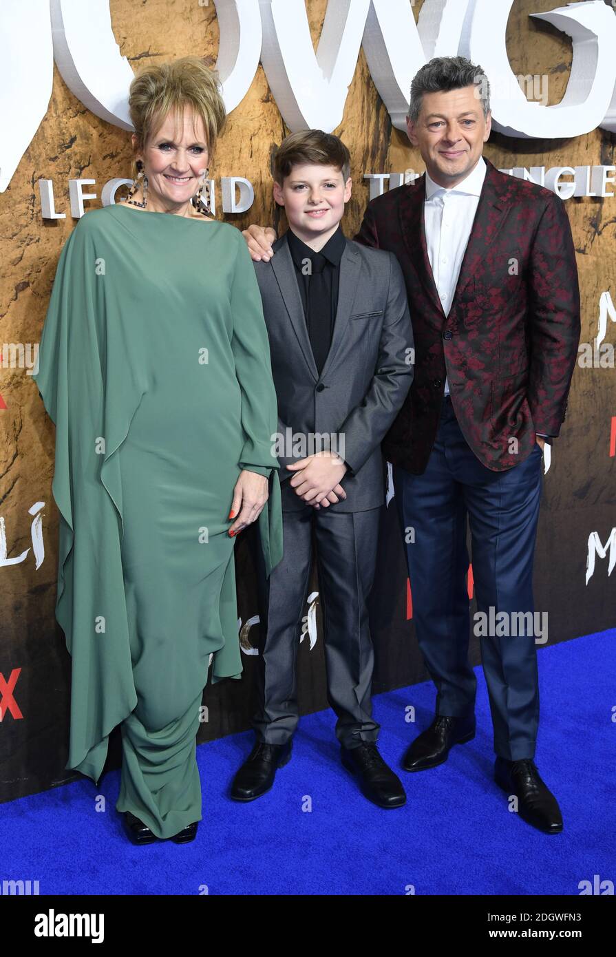 Andy Serkis with wife and son Louis Ashbourne Serkis arriving at the Curzon  Mayfair in London for a special screening of Mowgli: Legend of the Jungle.  Photo credit should read: Doug Peters/EMPICS