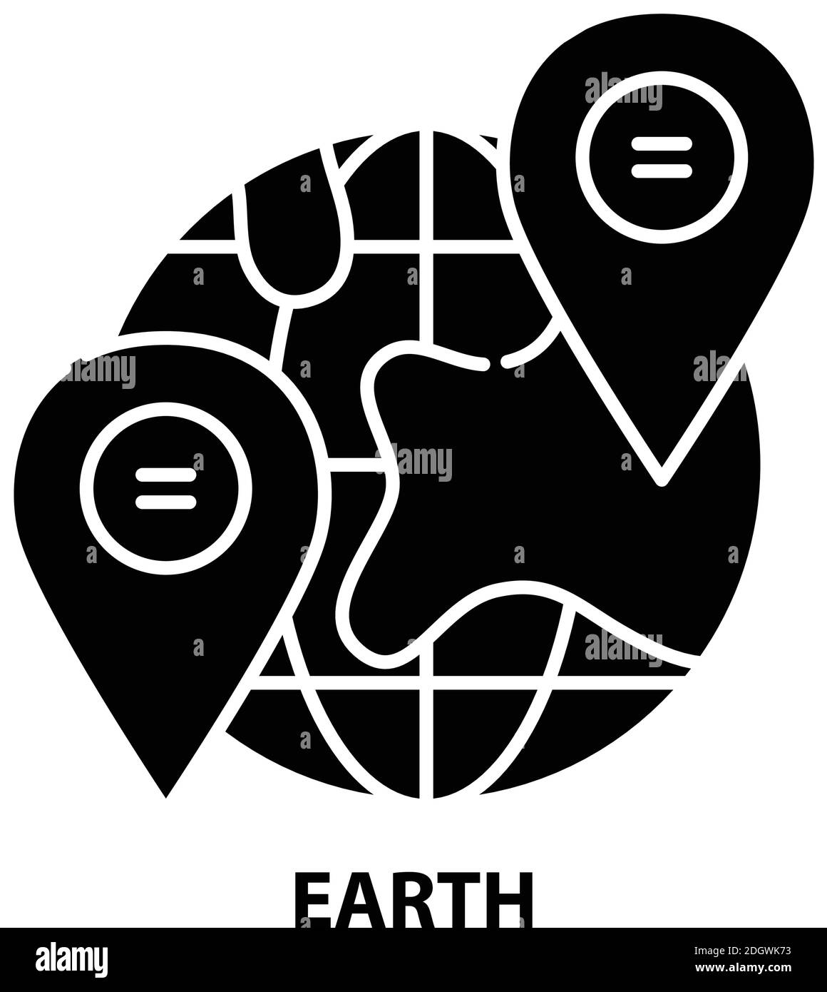 earth icon, black vector sign with editable strokes, concept ...