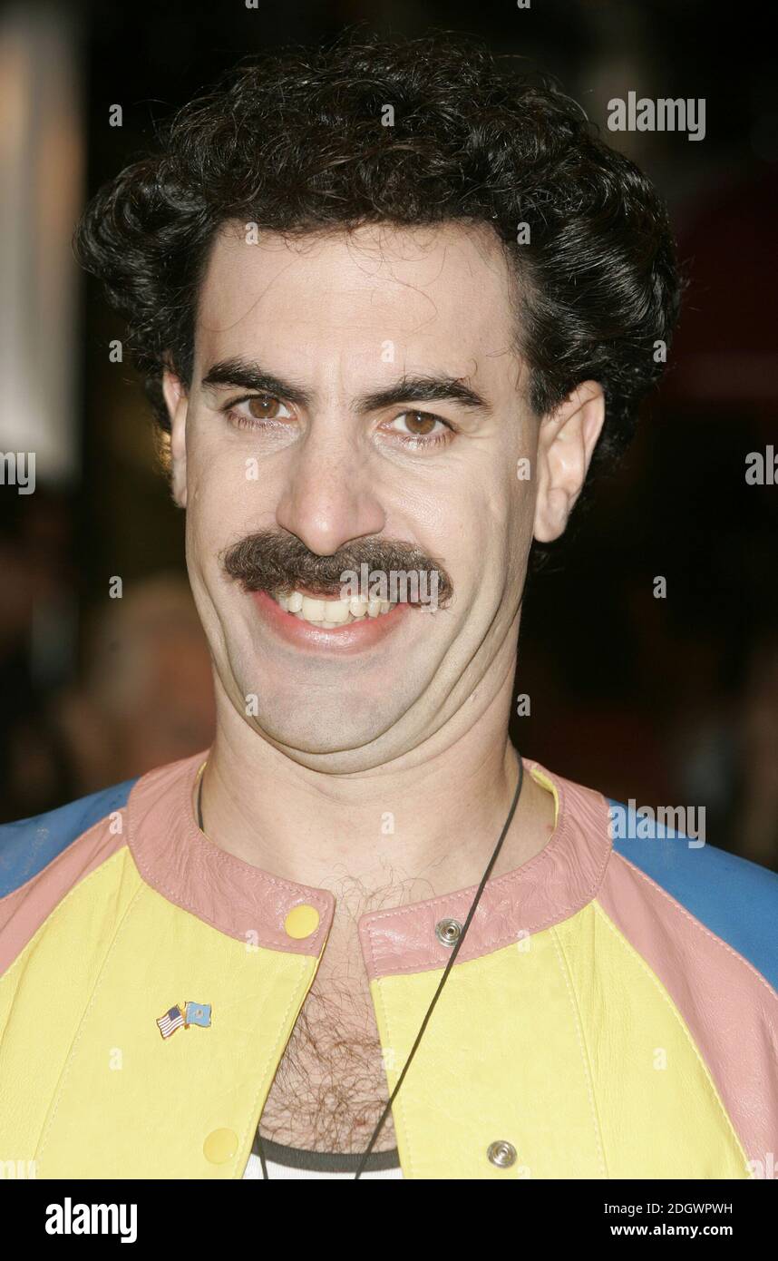 Borat (Sacha Baron Cohen) arriving at the London Film Festival gala  screening of Borat, A Cultural Learnings of America for Make Benefit  Glorious Nation of Kazakhstan, Leicester Square, London on October 25,