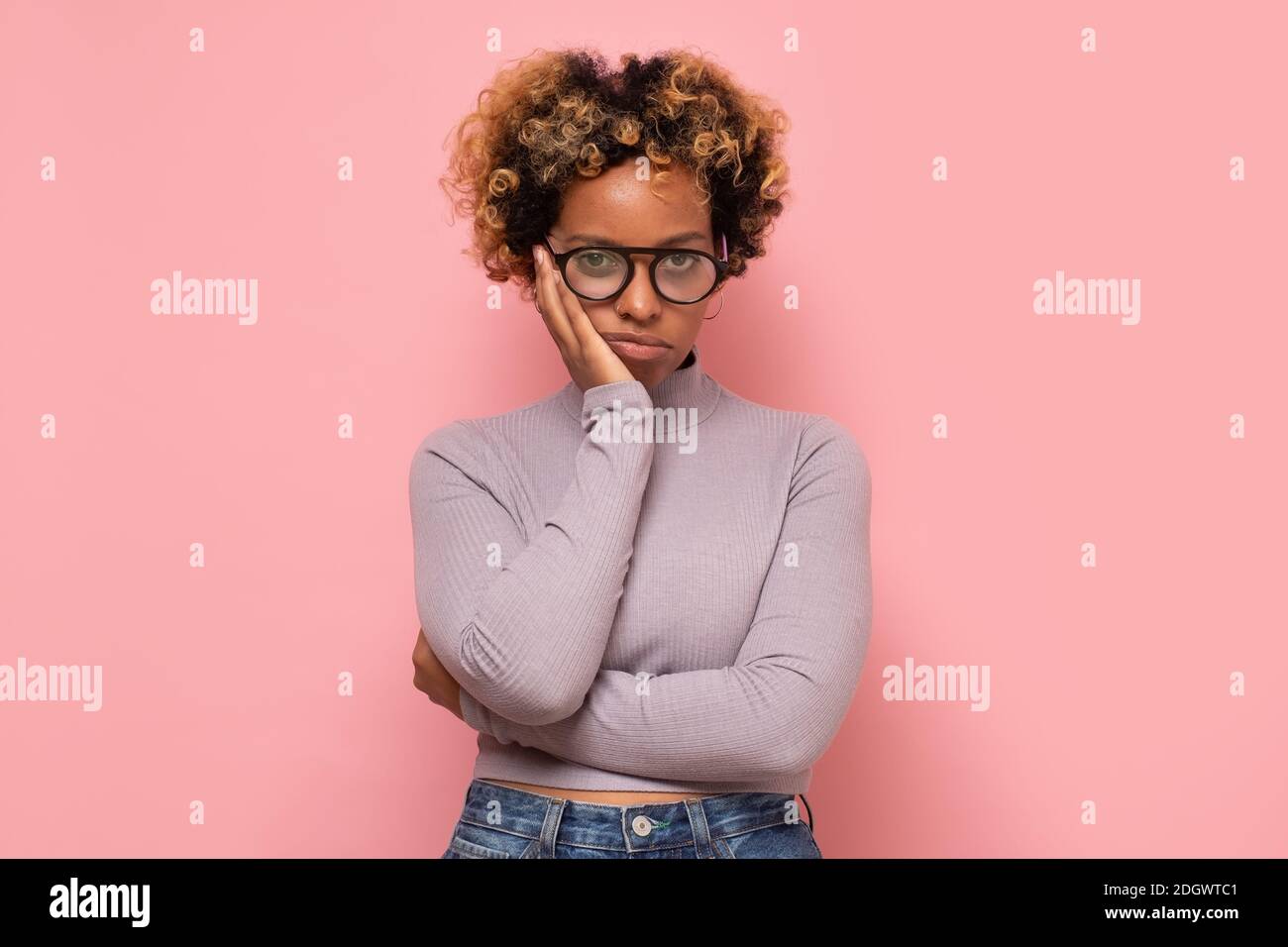 Young african american woman thinking looking tired and bored with ...