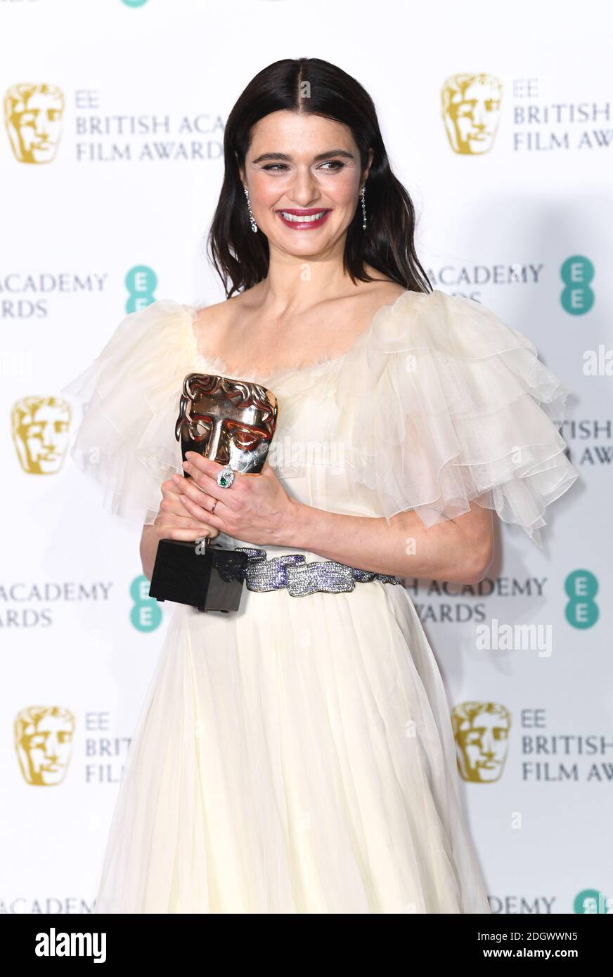 Rachel Weisz with her Best Actress in a Supporting Role Bafta for The Favourite in the press room at the 72nd British Academy Film Awards held at the Royal Albert Hall, Kensington Gore, Kensington, London. Picture Credit should read: Doug Peters/EMPICS Stock Photo
