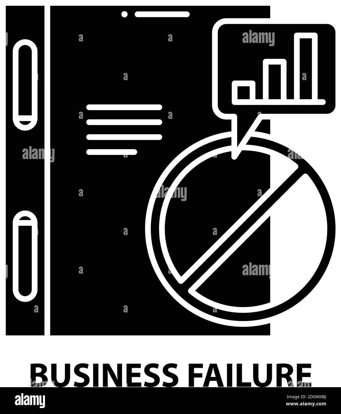 business failure icon, black vector sign with editable strokes, concept illustration Stock Vector