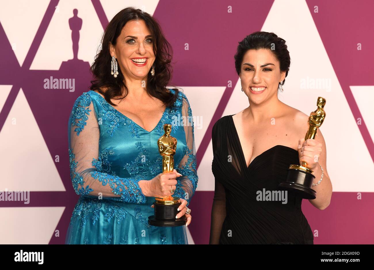 Melissa Berton and Rayka Zehtabchi with the award for best Documentary