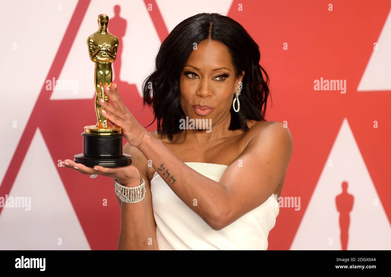 Regina King with the best supporting actress Oscar in the press room at the 91st Academy Awards held at the Dolby Theatre in Hollywood, Los Angeles, USA Stock Photo