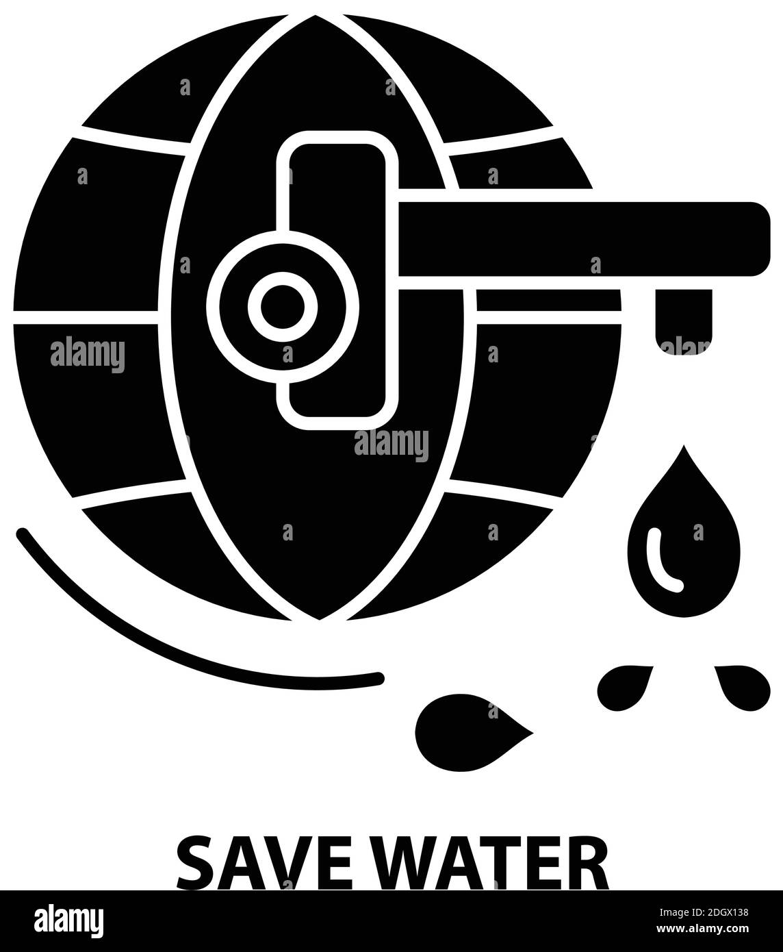 save water icon, black vector sign with editable strokes, concept illustration Stock Vector