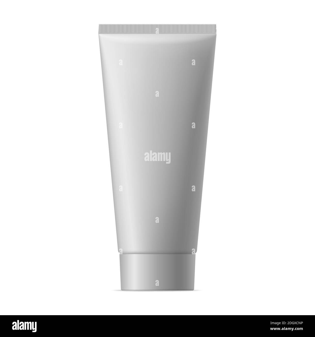 Realistic mock up of package. Vector gray mat plastic tube with cap for cosmetics, body cream, skin care, gel, lotion, glue, toothpaste. Front side vi Stock Vector