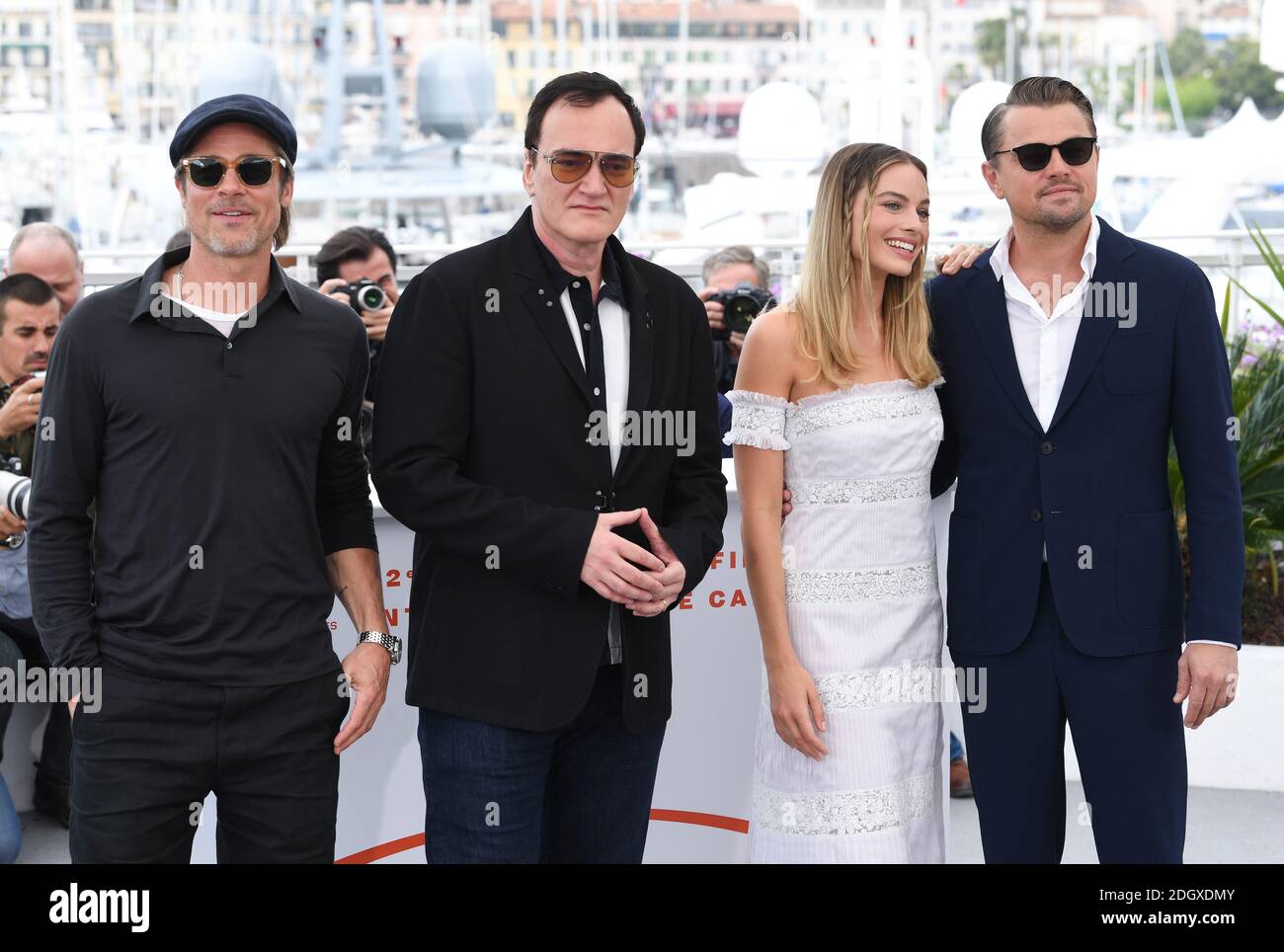 Brad Pitt (left), Quentin Tarantino, Margot Robbie and Leonardo DiCaprio  attending the Once Upon a Time in Hollywood Photocall, during the 72nd Cannes Film Festival. Picture credit should read: Doug Peters/EMPICS Stock Photo