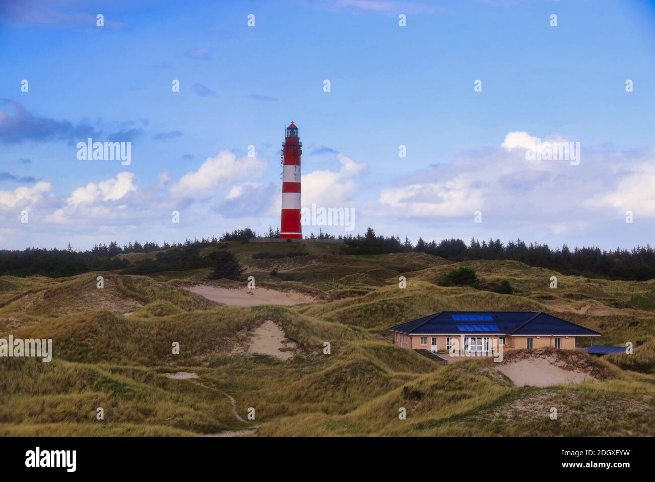 A Lighthouse in the Dunes of Amrum, Germany, Europe Stock Photo