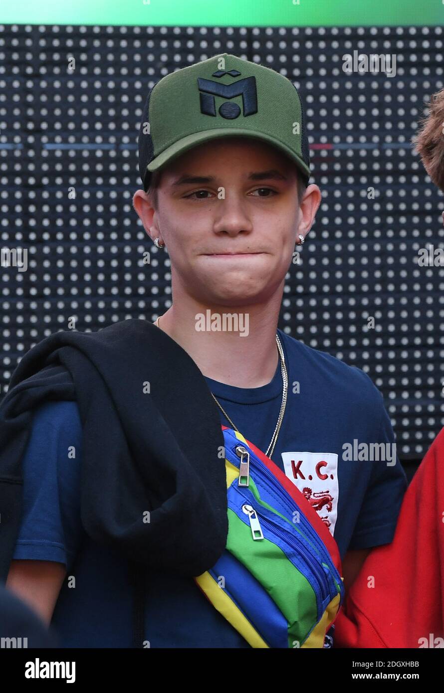 Romeo Beckham in the crowd during Capital's Summertime Ball. The world's biggest stars perform live for 80,000 Capital listeners at Wembley Stadium at the UK's biggest summer party. Picture Credit Should Read: Doug Peters/EMPICS Stock Photo