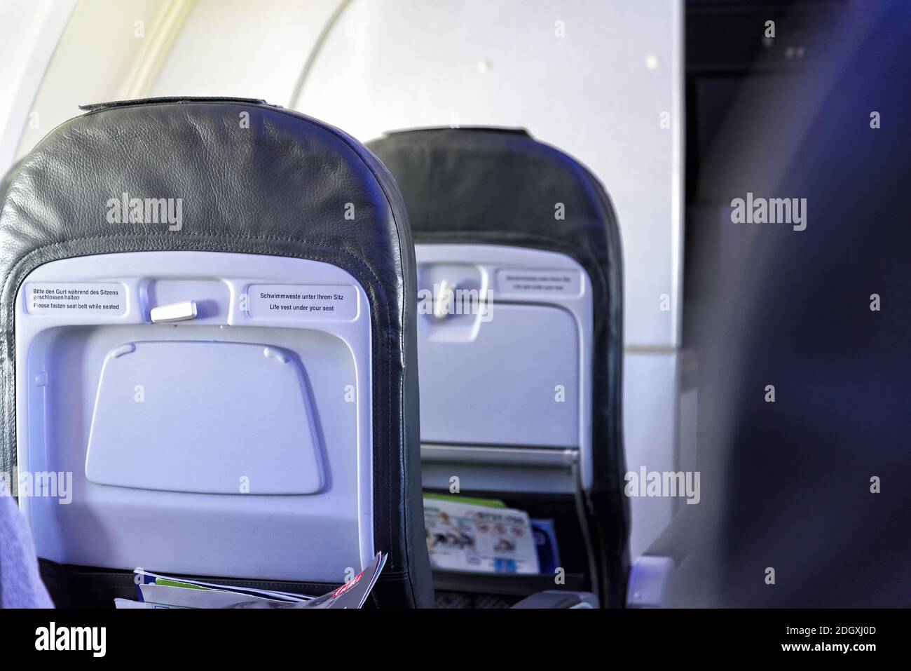 Seats in an airplane Stock Photo