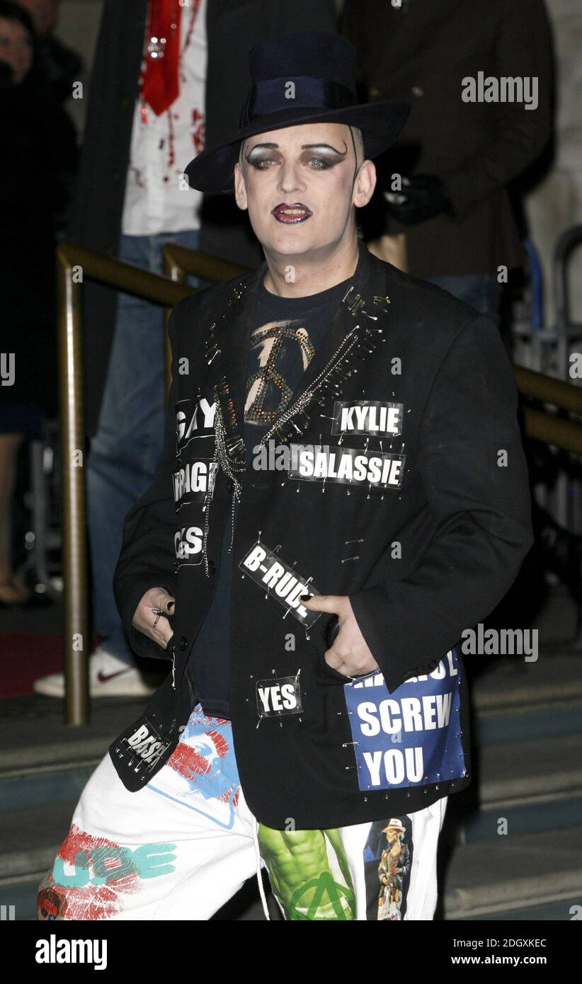 Boy George arriving at Kylie, The Exhibition. A retrospective ...