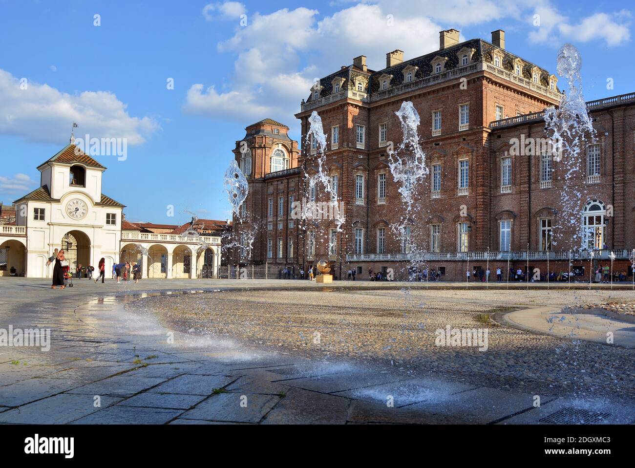 Venaria, Piedmont, Italy -06/23/208- The courtyard of honor and the Deer fountain at the Reggia di Venaria Stock Photo