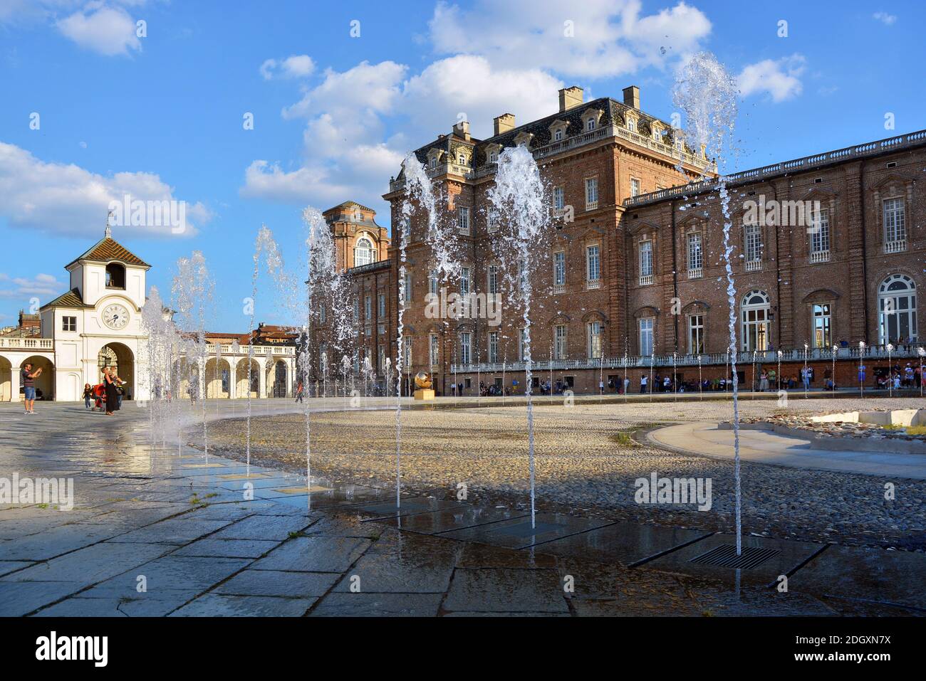 Venaria, Piedmont, Italy -06/23/208- The courtyard of honor and the Deer fountain at the Reggia di Venaria Stock Photo