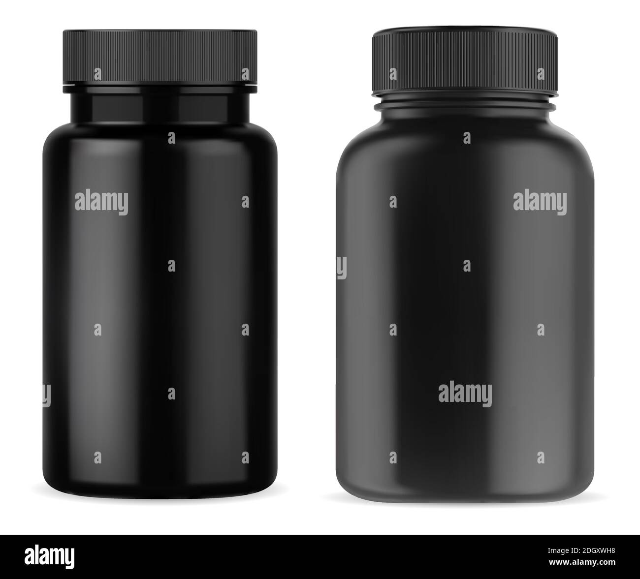 Black pill supplement bottle. Vitamin jar plastic mockup. Black ...