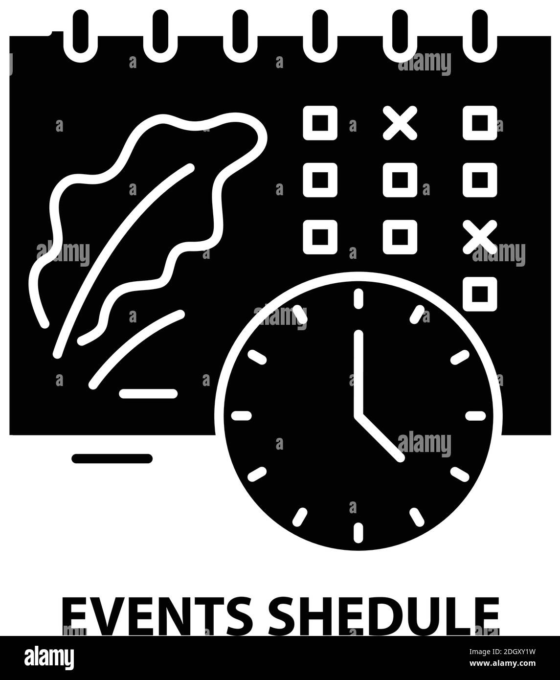 events shedule icon, black vector sign with editable strokes, concept ...