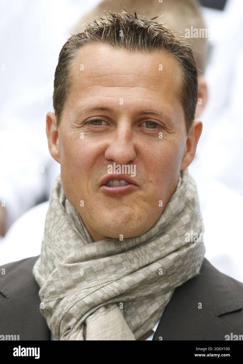 Michael Schumacher poses for pictures to promote Ralley For Safer Roads in London on April 23, 2007. Stock Photo