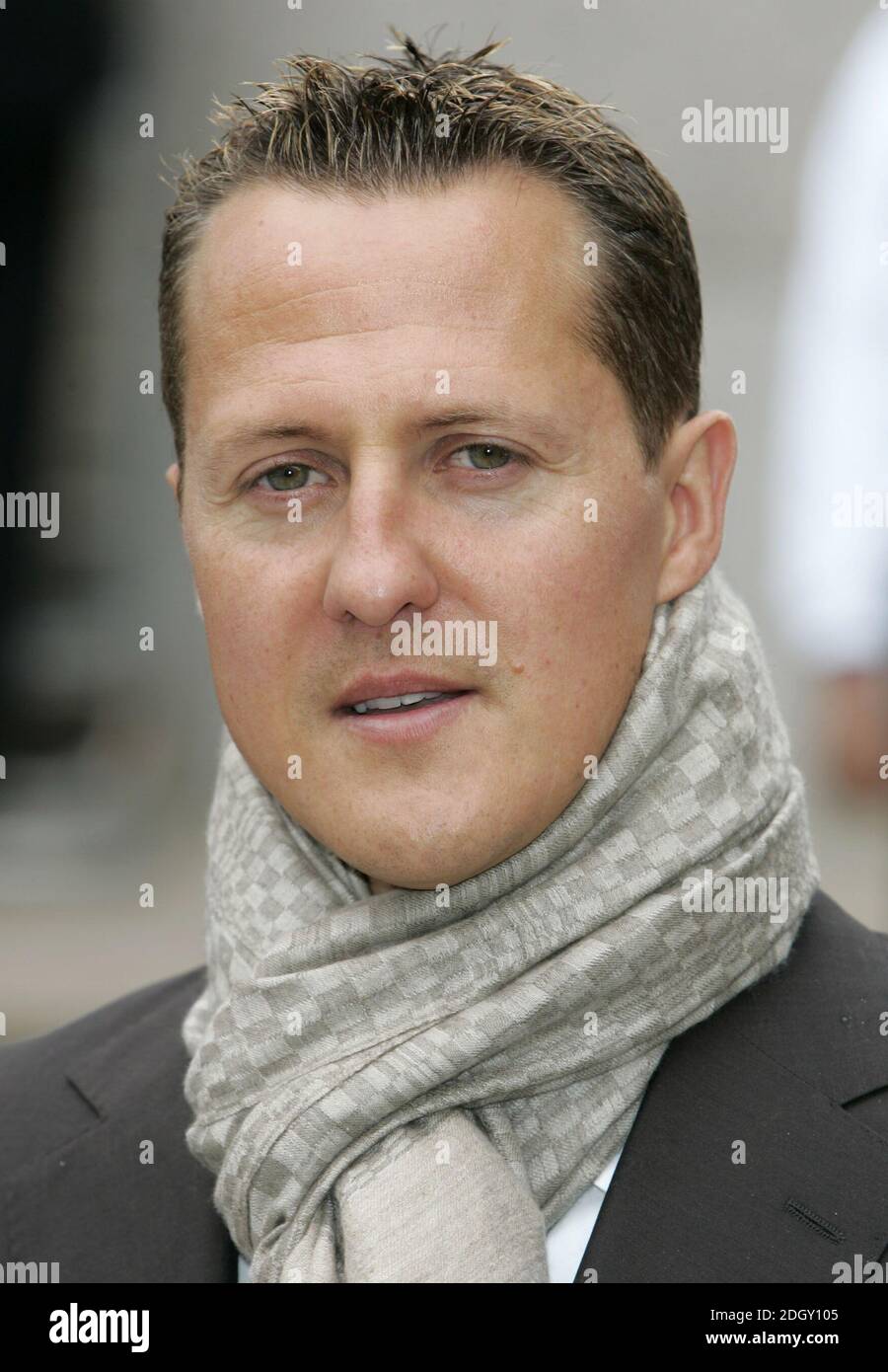 Michael Schumacher poses for pictures to promote Ralley For Safer Roads in London on April 23, 2007. Stock Photo
