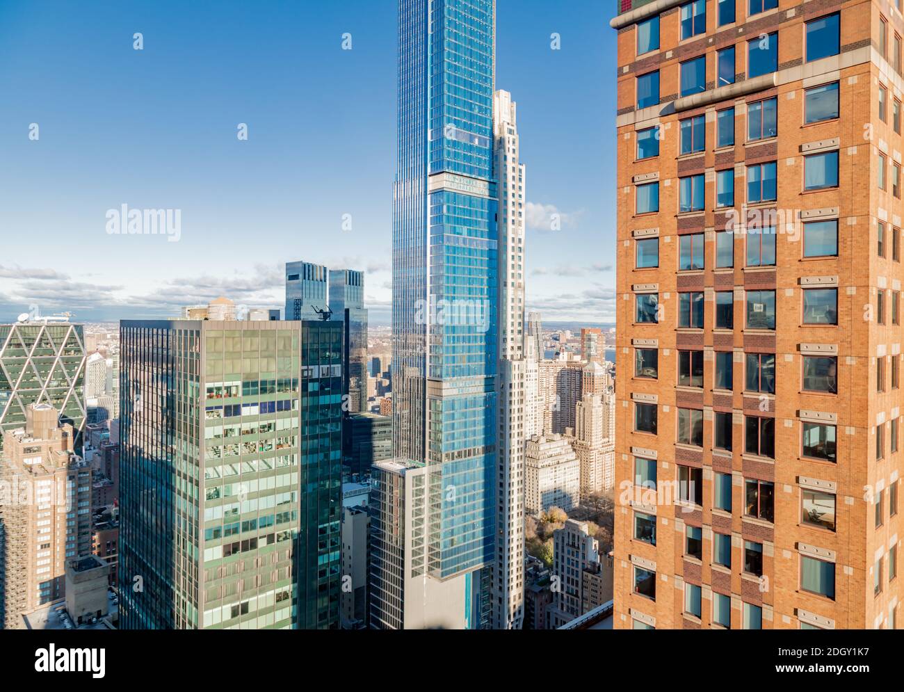 Aerial view of buildings in Midtown Manhattan, NY Stock Photo