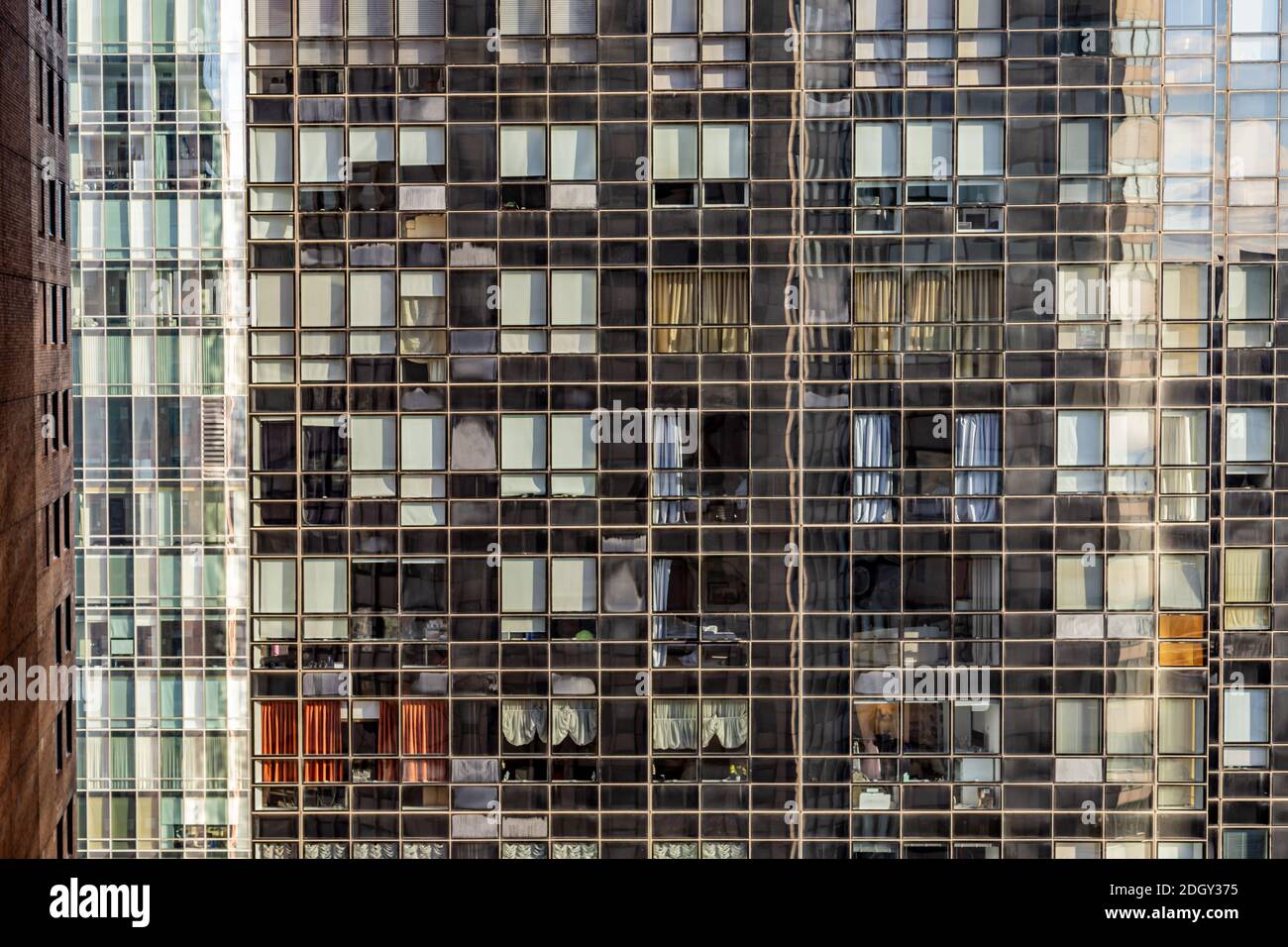 Detailed view of a section of a New York City high rise building, NYC Stock Photo