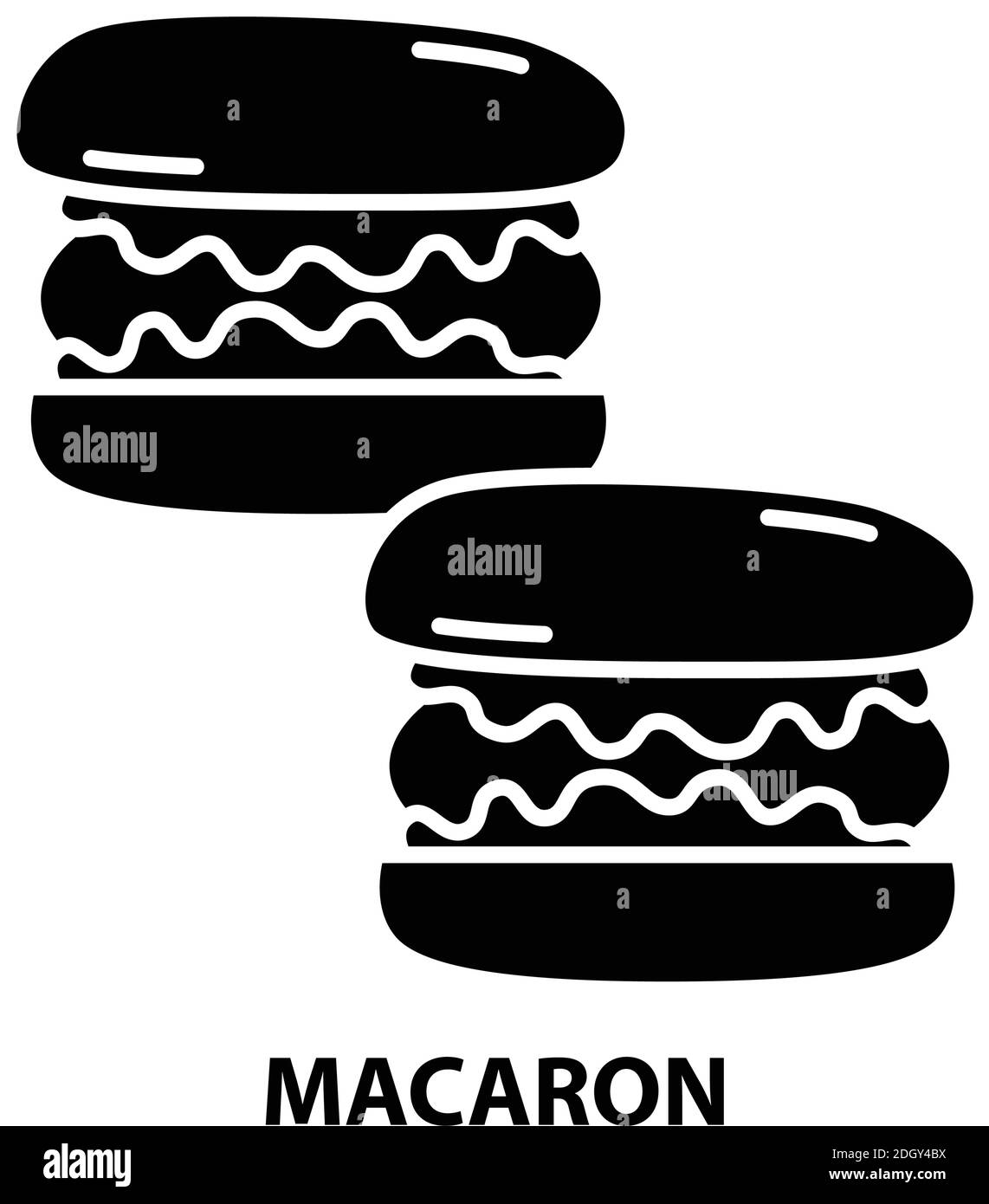 macaron icon, black vector sign with editable strokes, concept illustration Stock Vector