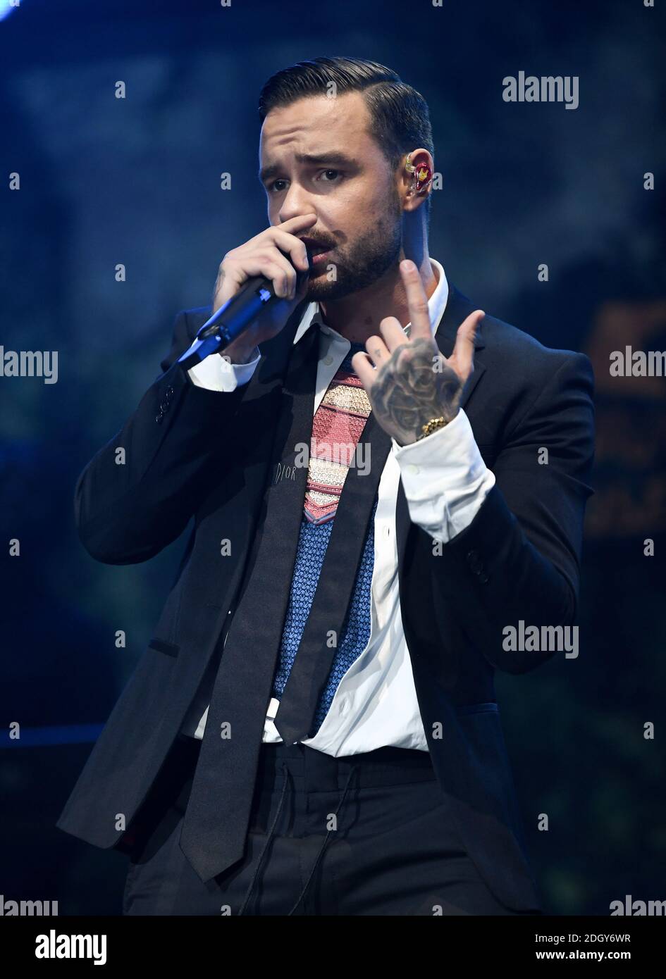 Liam Payne performing at the Kiss Haunted House Party, SSE Arena, Wembley, London. Photo credit