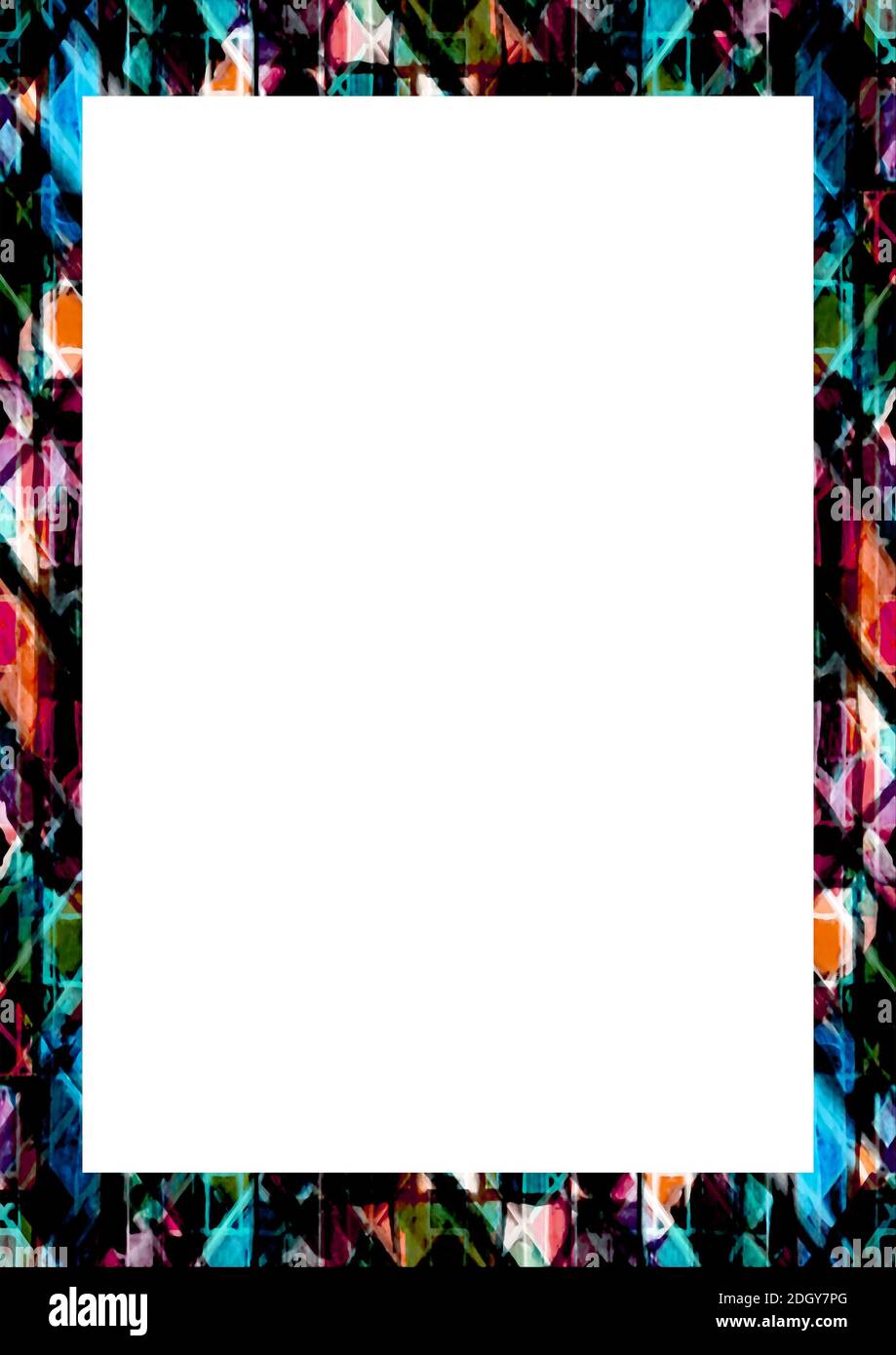White Frame With Abstract Decorated Rounded Borders Stock Photo