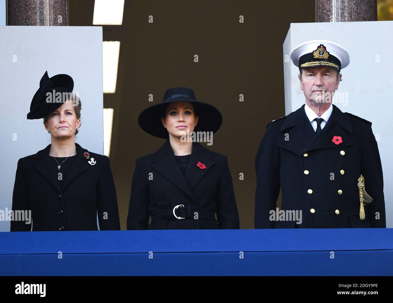 The Countess of Wessex, The Duchess of Sussex and Sir Timothy Laurence attending the National Service of Remembrance at the Cenotaph, Whitehall, London. Photo credit should read: Doug Peters/EMPICS Stock Photo