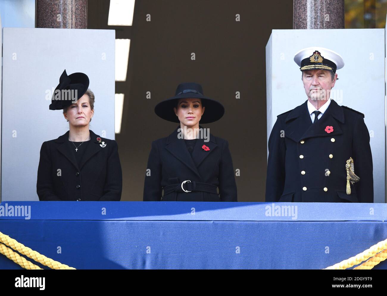 Sophie Countess of Wessex, The Duchess of Sussex and Sir Timothy Laurence attending the National Service of Remembrance at the Cenotaph, Whitehall, London. Photo credit should read: Doug Peters/EMPICS Stock Photo