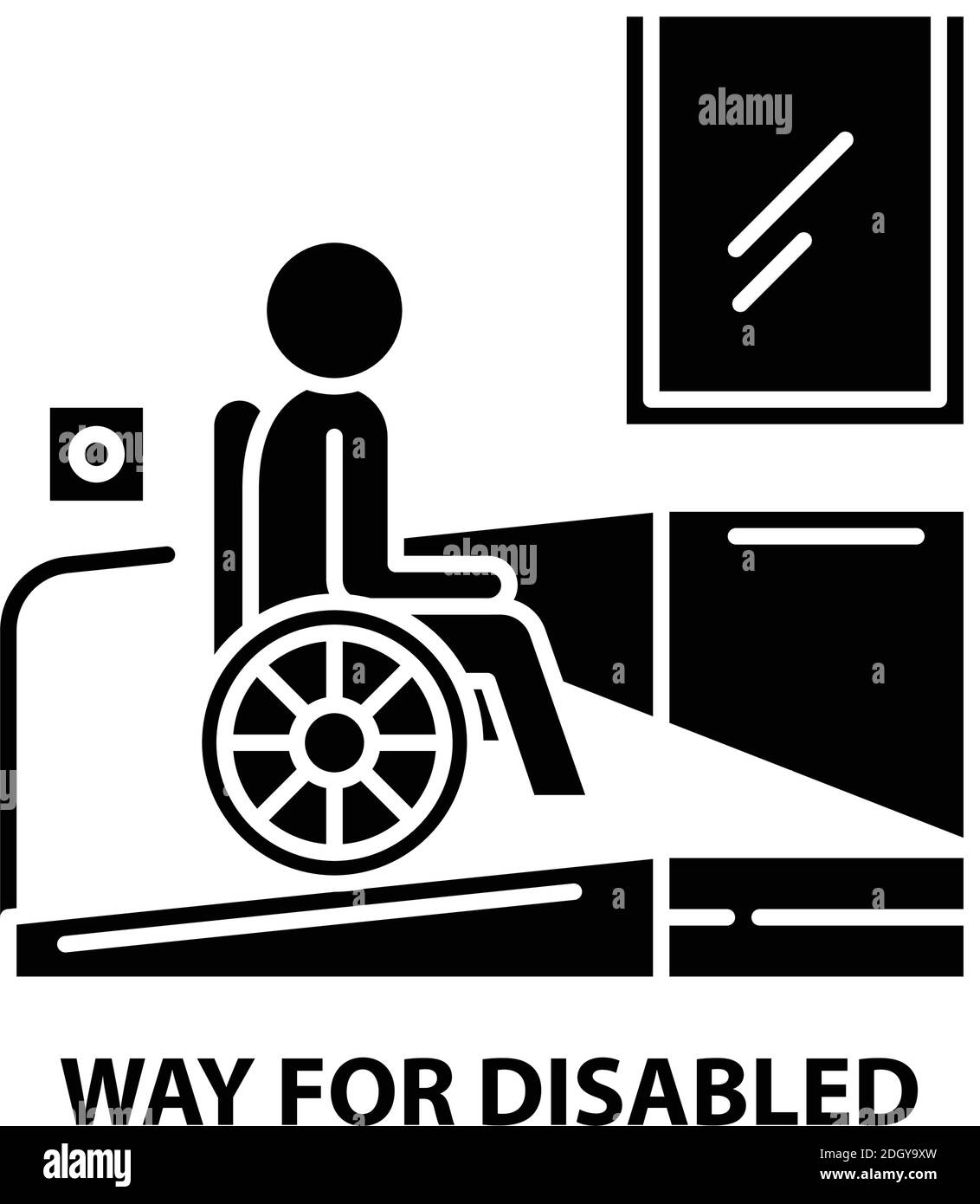 way for disabled icon, black vector sign with editable strokes, concept illustration Stock Vector