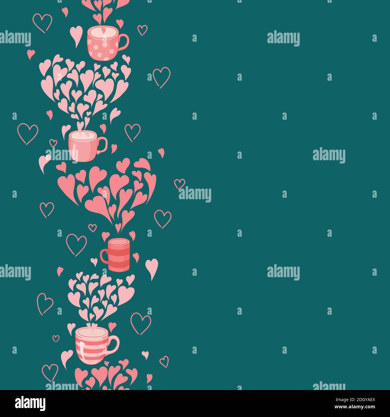 Seamless tea time on a green background. Stock Vector