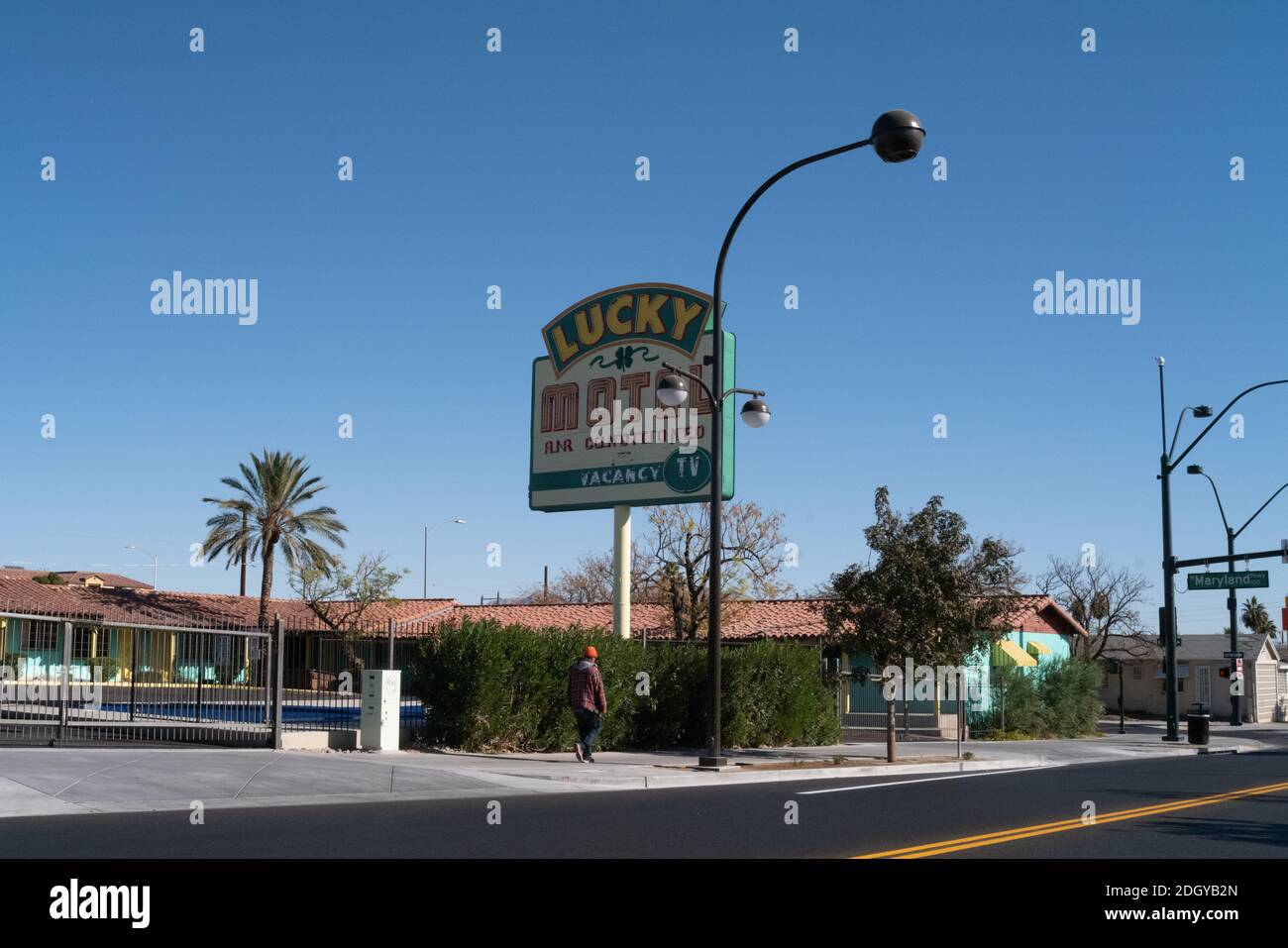 Motels, downtown Fremont District, Las Vegas, Nevada Stock Photo