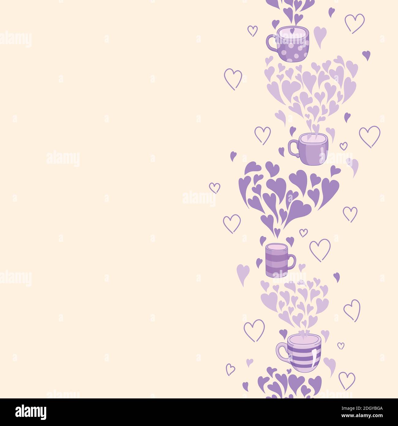 Seamless tea time on a beige background. Stock Vector