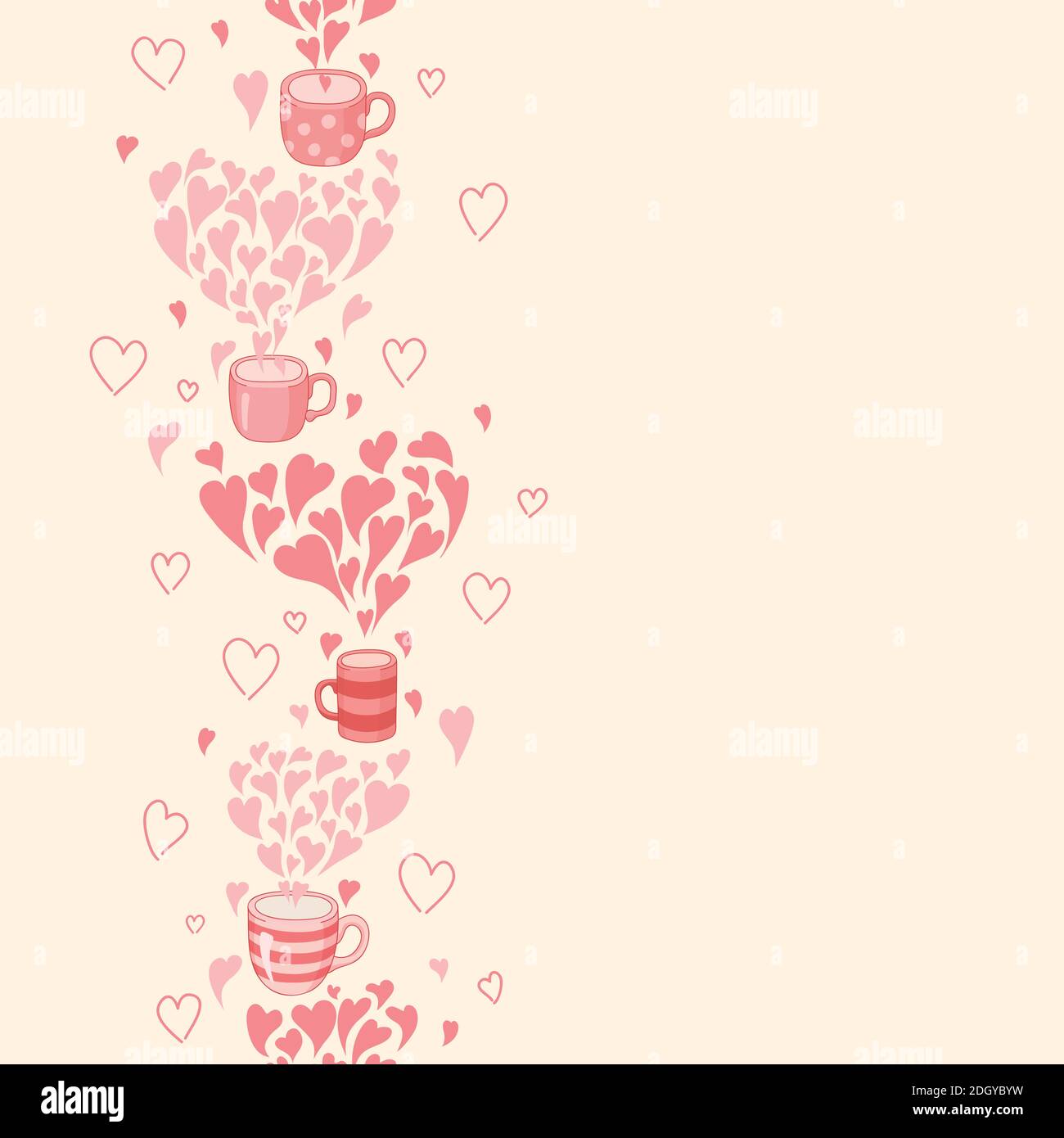 Seamless tea time on a beige background. Stock Vector