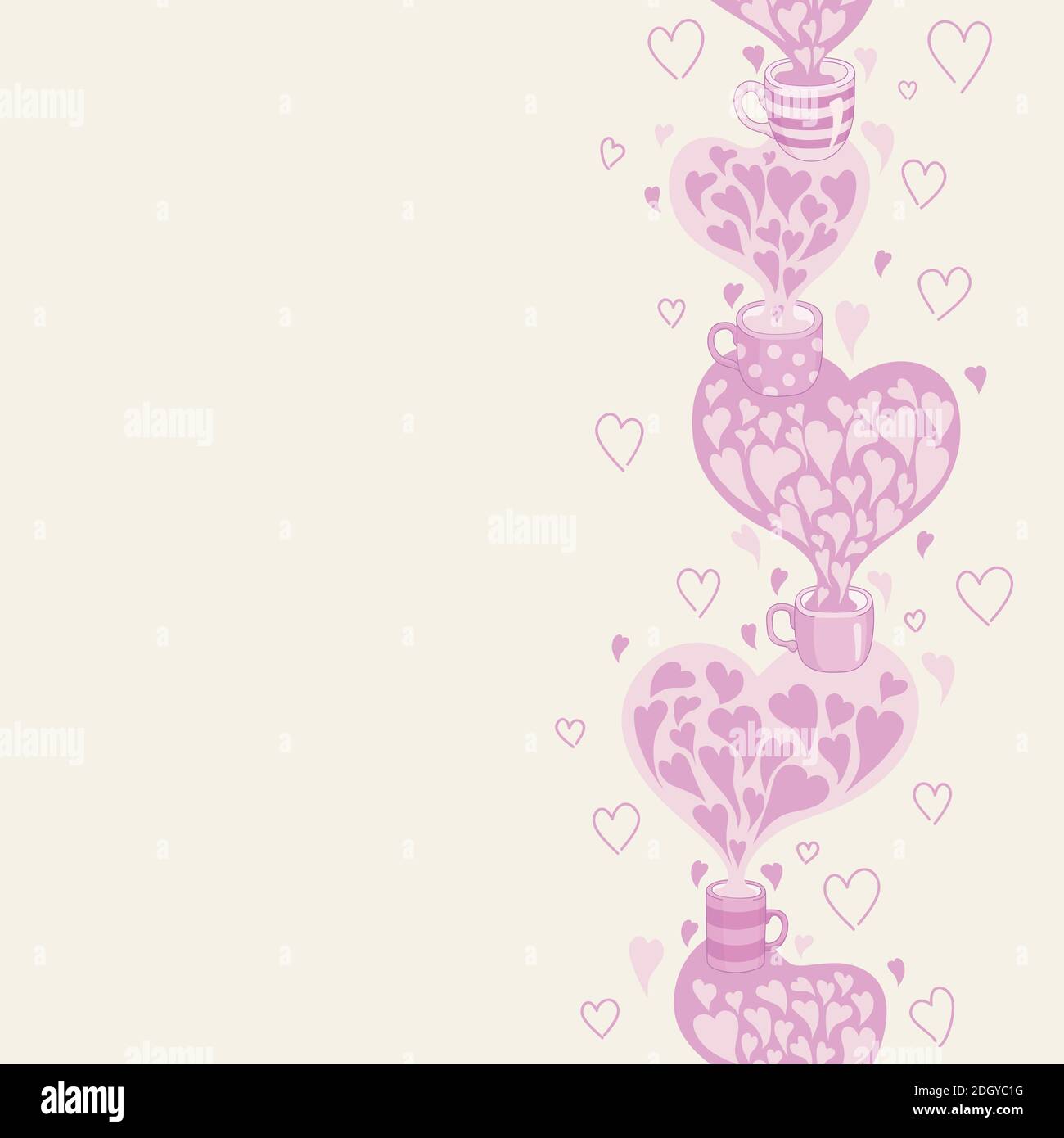 Seamless tea time on a beige background. Stock Vector