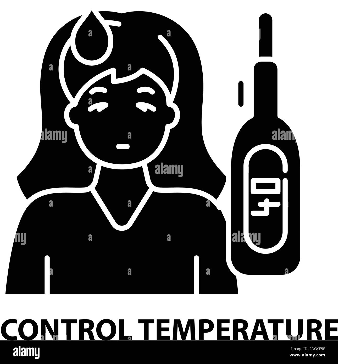 control temperature icon, black vector sign with editable strokes