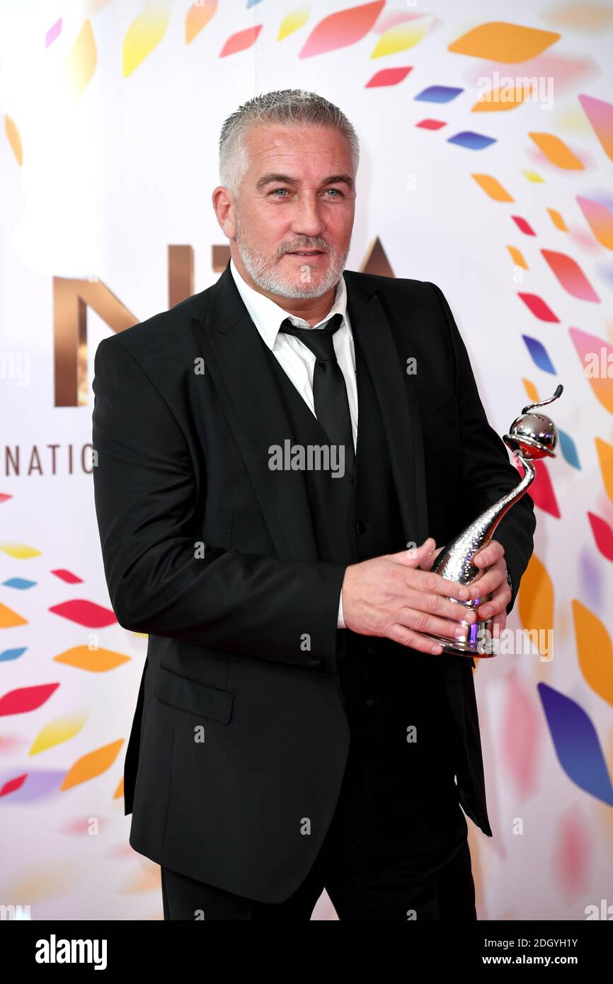 Paul Hollywood with the challenge award in the Press Room at the National Television Awards 2020 held at the O2 Arena, London. Photo credit should read: Doug Peters/EMPICS Stock Photo