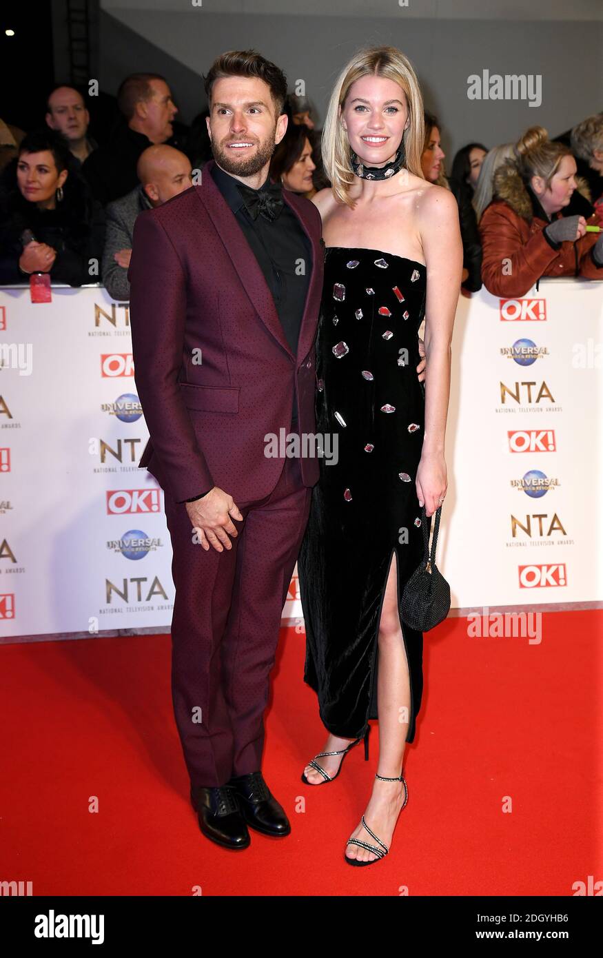 Joel Dommett and Hannah Cooper attending the National Television Awards 2020 held at the O2 Arena, London. Photo credit should read: Doug Peters/EMPICS Stock Photo
