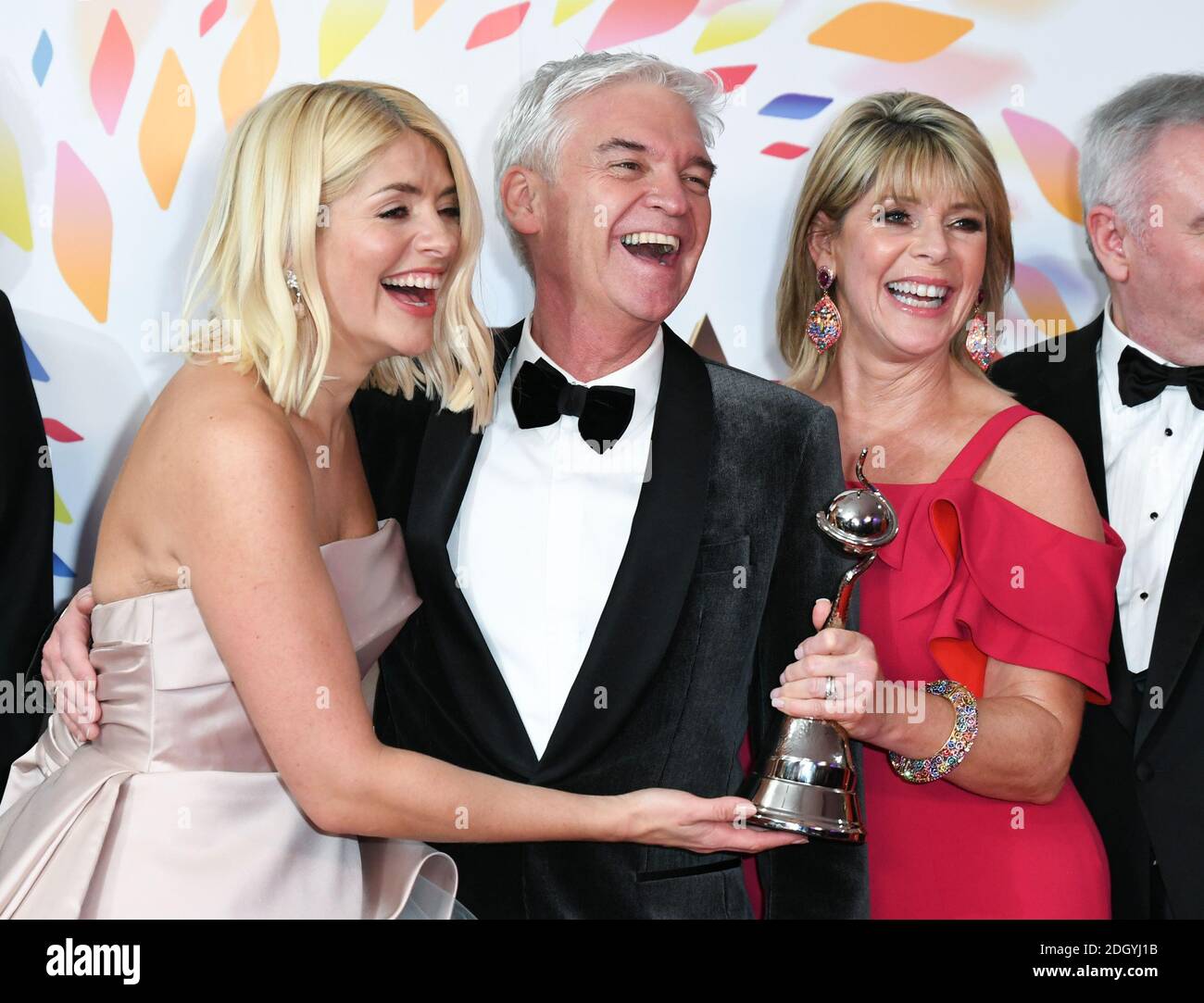 Holly Wiloughby, Phillip Schofield and Ruth Langsford with the award for best live magazine in the Press Room at the National Television Awards 2020 held at the O2 Arena, London. Photo credit should read: Doug Peters/EMPICS Stock Photo