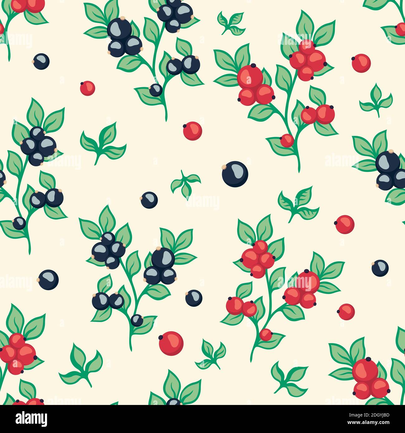 seamless pattern with berries black and red currant. Stock Vector
