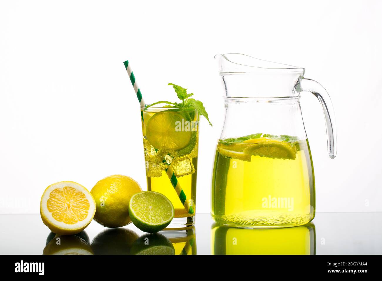 Lemonade pitcher with lemon Stock Photo Alamy