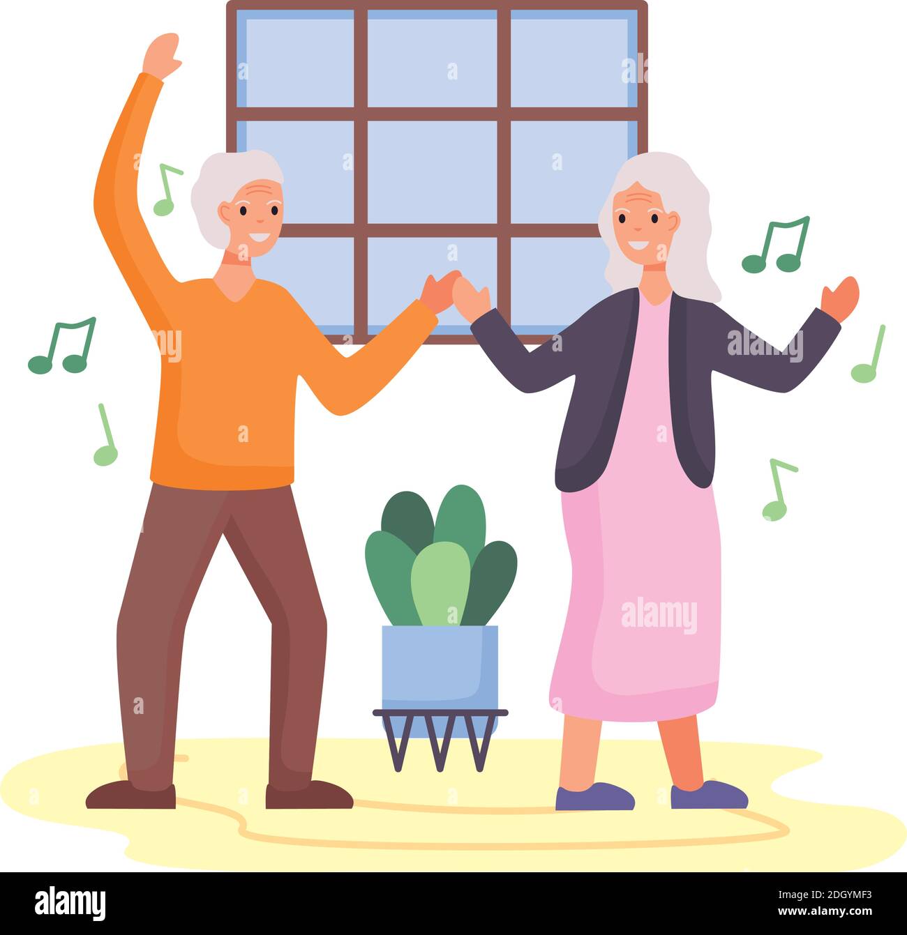 active seniors couple dancing characters vector illustration design Stock Vector