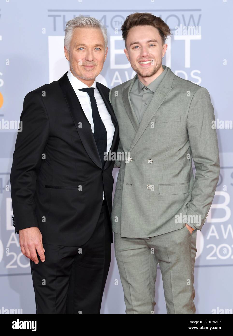 Martin Kemp (left) and Roman Kemp arriving for the Brit Awards 2020 at the O2 Arena, London. Photo credit should read: Doug Peters/EMPICS Stock Photo