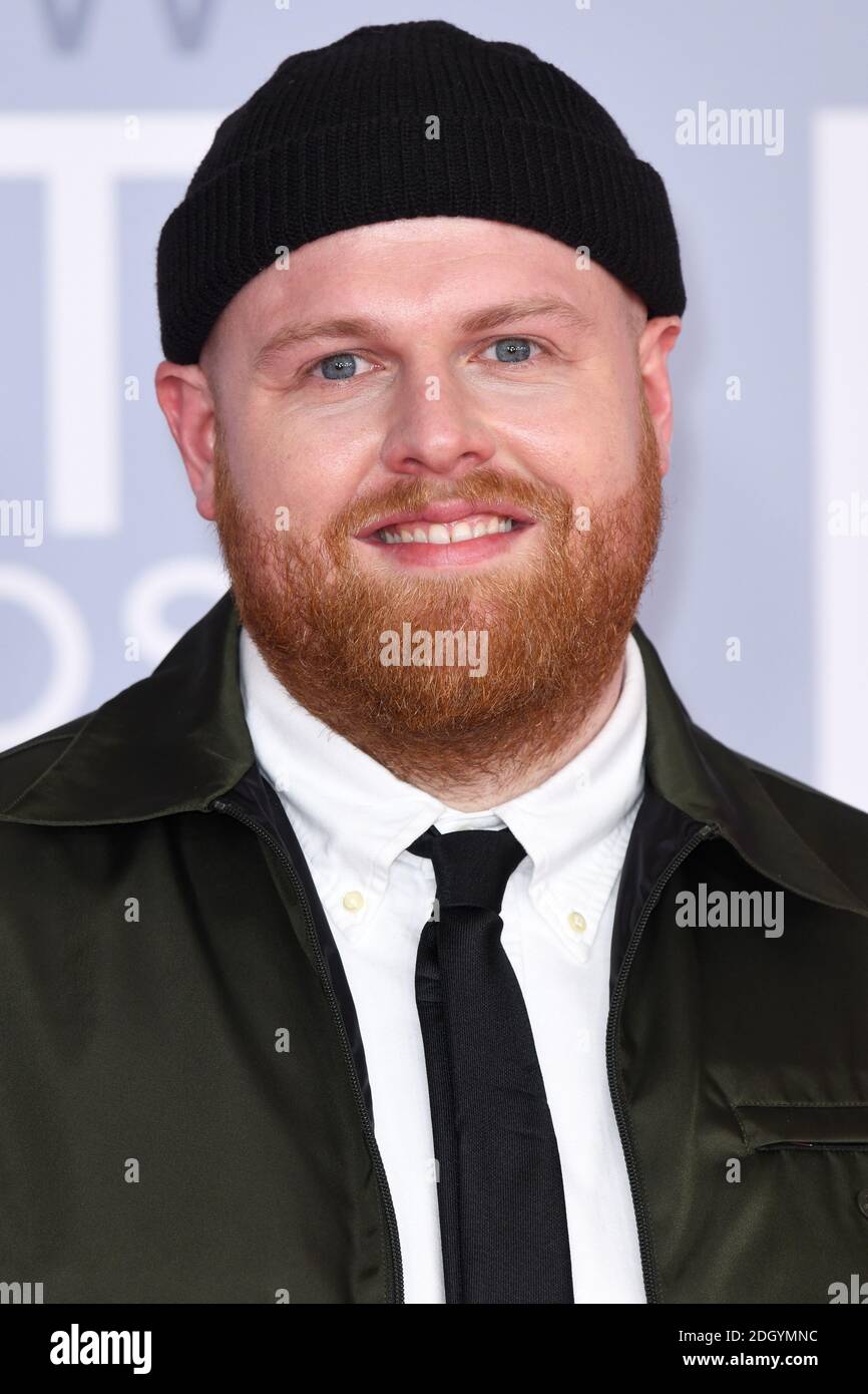 Tom Walker arriving for the Brit Awards 2020 at the O2 Arena, London