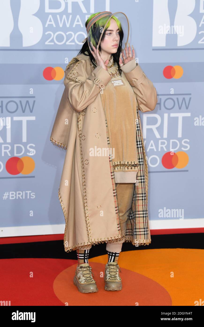 Billie Eilish arriving for the Brit Awards 2020 at the O2 Arena, London