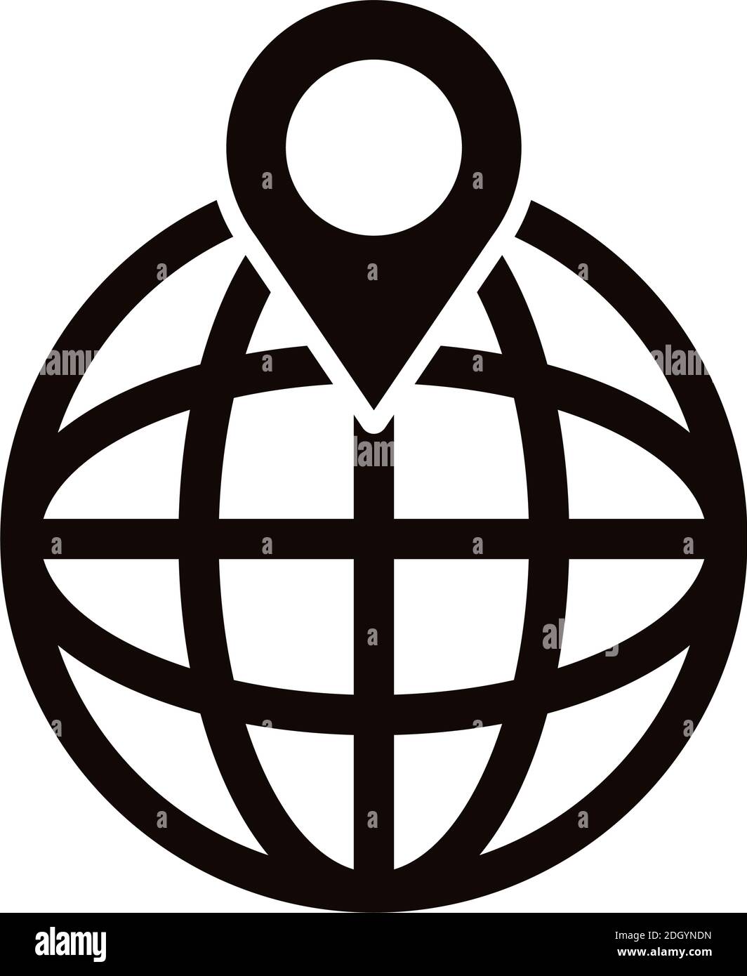 sphere browser with pin location block style icon vector illustration design Stock Vector
