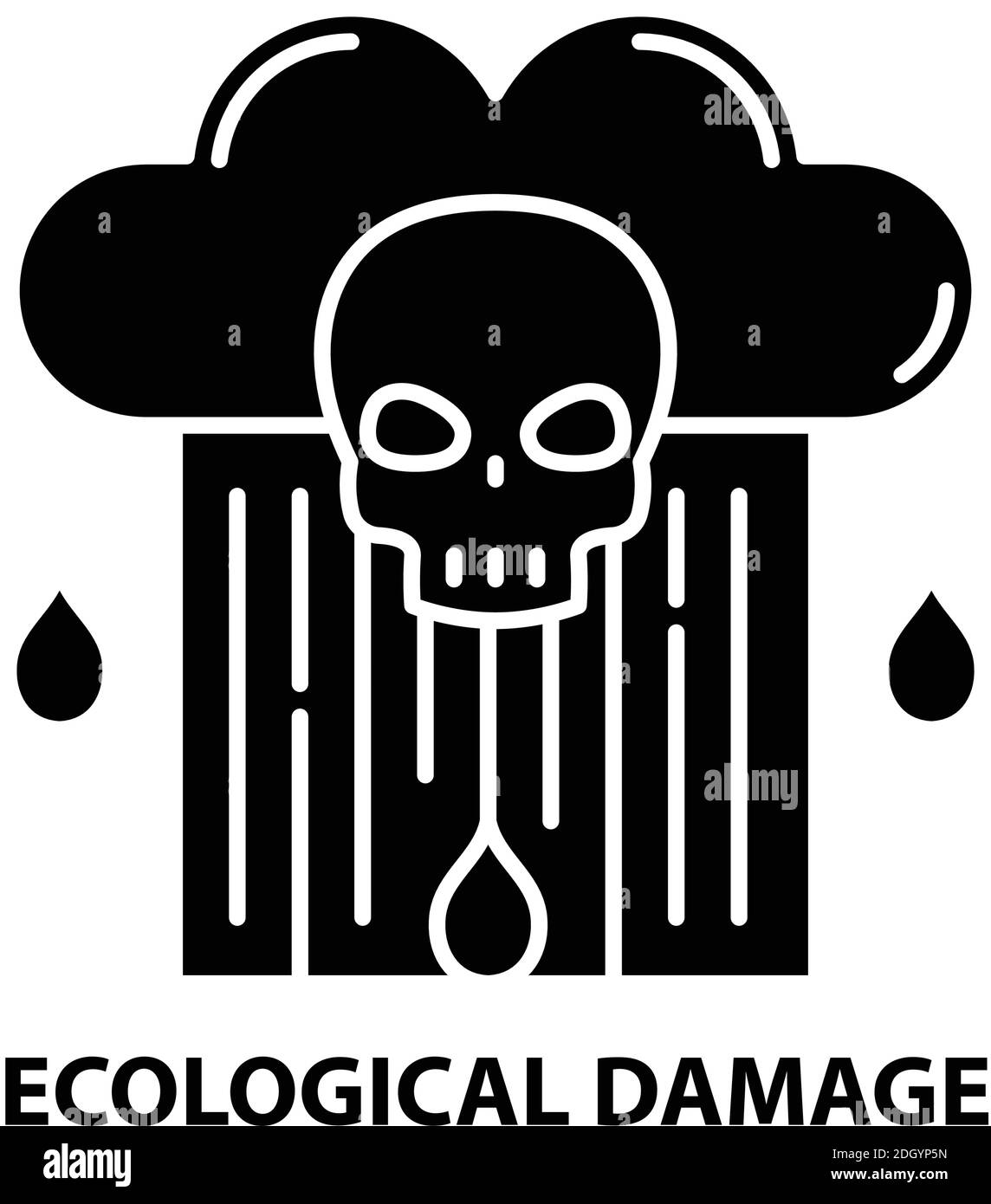ecological damage icon, black vector sign with editable strokes, concept illustration Stock Vector