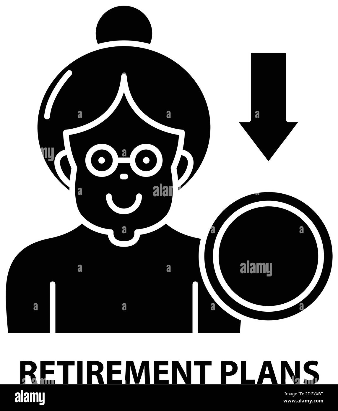 retirement plans icon, black vector sign with editable strokes, concept illustration Stock Vector