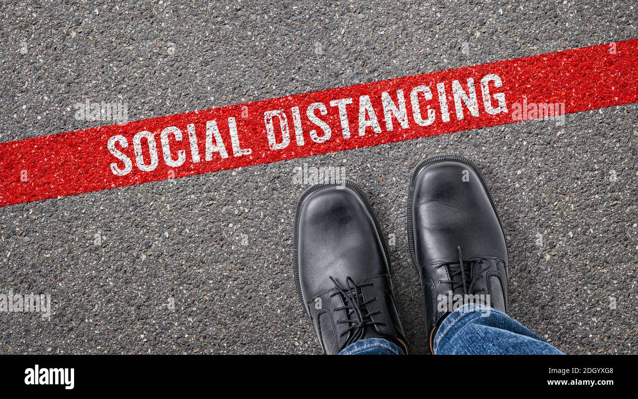 Social distance line and shoes hi-res stock photography and images - Alamy