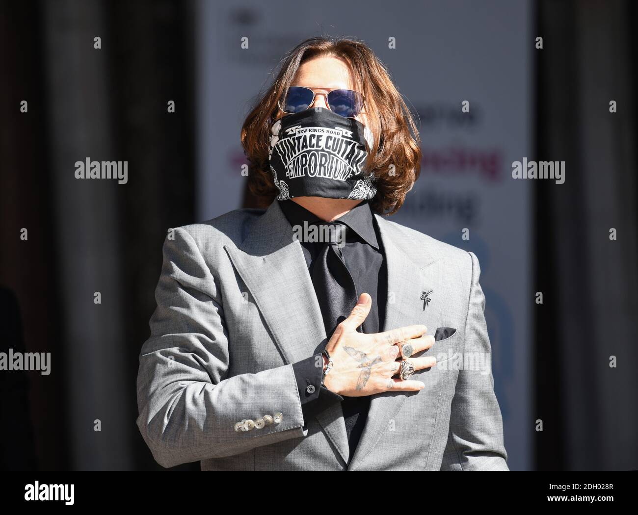 Johnny Depp arriving at the High Court in London for the hearing of his libel case against the publishers of The Sun and its executive editor, Dan Wootton. Photo credit should read: Doug Peters/EMPICS Stock Photo